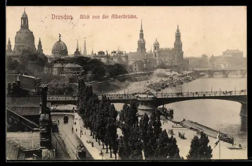 AK Dresden, Blick von der Albertbrücke