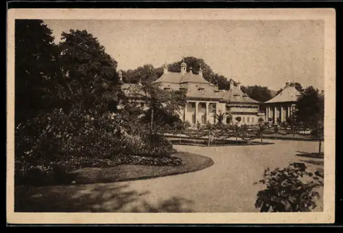 AK Dresden /Pillnitz, Schloss Pillnitz, Gartenansicht