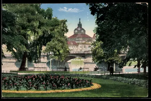 AK Dresden, Kultusministerium vom Gondelhafen gesehen