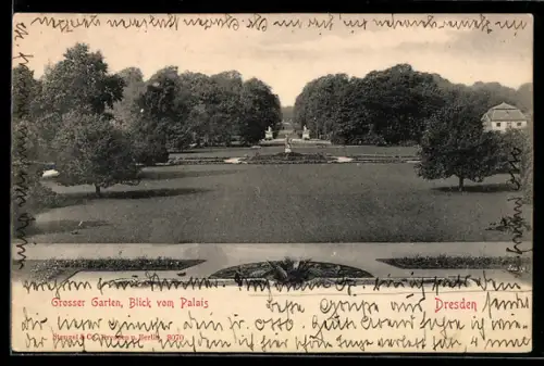 AK Dresden, Grosser Garten, Blick vom Palais