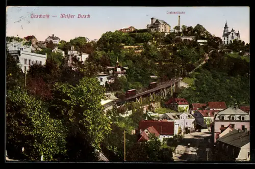 AK Dresden-Loschwitz, Weisser Hirsch, Drahtseilbahn, Villenansicht