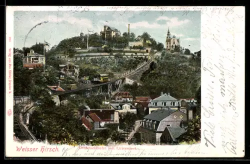 AK Weisser Hirsch, Drahtseilbahn mit Luisenhof