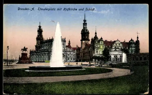 AK Dresden-A., Theaterplatz, Hofkirche, Schloss