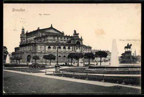 AK Dresden, Kgl. Hofoper, König Johann Denkmal