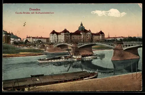 AK Dresden, Carola-Brücke mit Kultusministerium