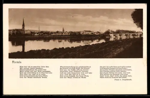 AK Rinteln, Ortsansicht mit Weser