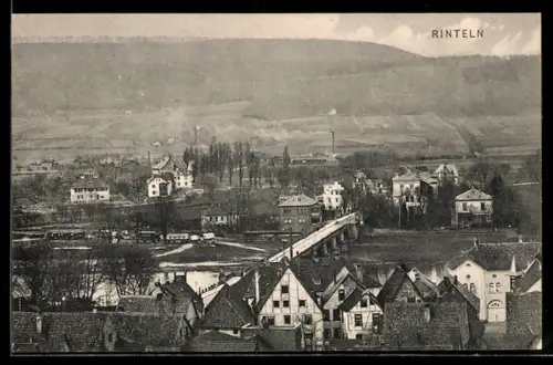 AK Rinteln, Ortsansicht mit Brücke