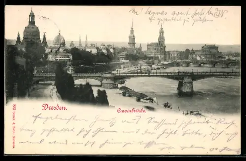 AK Dresden, Blick zur Carolabrücke