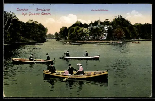 AK Dresden, Carolasee, Kgl. Grosser Garten, Camilla-Schlösschen