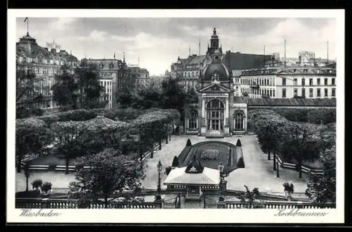 AK Wiesbaden, Blick zum Kochbrunnen