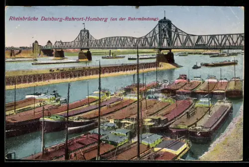 AK Duisburg-Ruhrort, Rheinbrücke and der Ruhrmündung