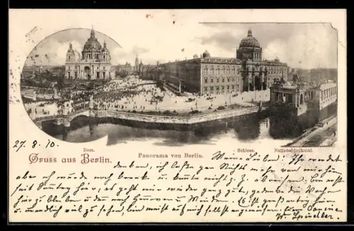 AK Berlin, Dom, Schloss, Nationaldenkmal, Panorama von Berlin
