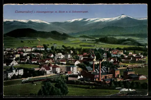 AK Cunnersdorf i. Riesengebirge, Blick nach der Schneekoppe
