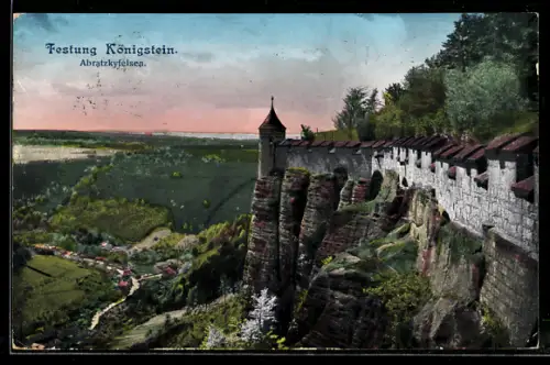AK Königstein, Festung Königstein, Abratzkyfelsen