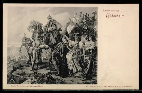 AK Hildesheim, Kaiser Wilhelm I., Hildesheimer Rathausausbilder