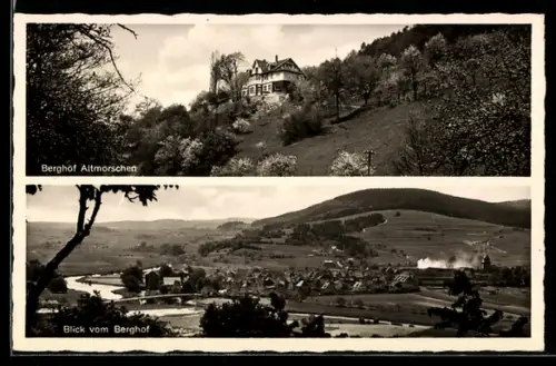 AK Altmorschen /Kassel, Gasthaus Berghof, Bes. H. Hartmann, Blick vom Berghof