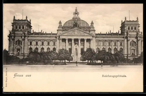 AK Berlin-Tiergarten, Blick zum Reichstagsgebäude