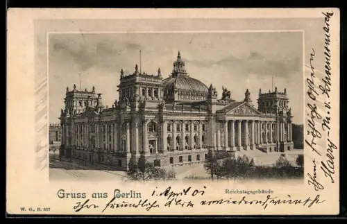 AK Berlin-Tiergarten, Partie am Reichstagsgebäude