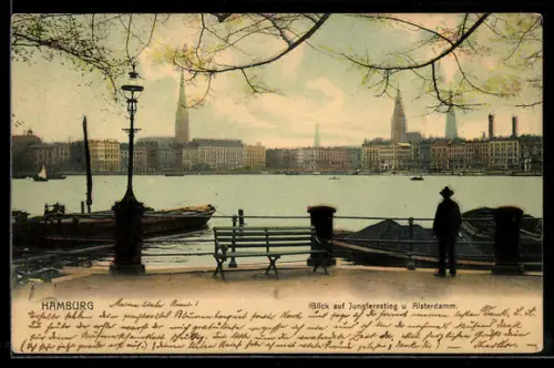 AK Hamburg-Neustadt, Blick auf Jungfernstieg und Alsterdamm
