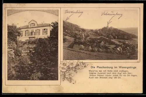 AK Paschenburg im Wesergebirge, Paschenburg mit Ortsansicht