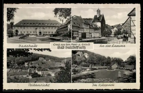 AK Bad Salzdetfurth, Badehaus, An der Lamme, Teilansicht, im Kurpark