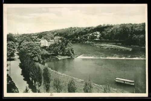 AK Grimma i. Sa., Blick von der Gattersburg ins Muldental