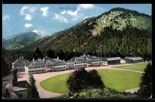 AK Bad Kreuth, Kurhaus vor Bergkulisse