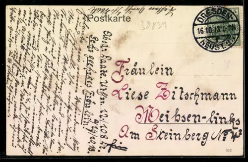 AK Dresden, Neues Rathaus mit Strasse