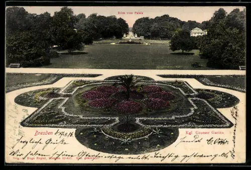 AK Dresden, Kgl. Grosser Garten, Blick vom Palais