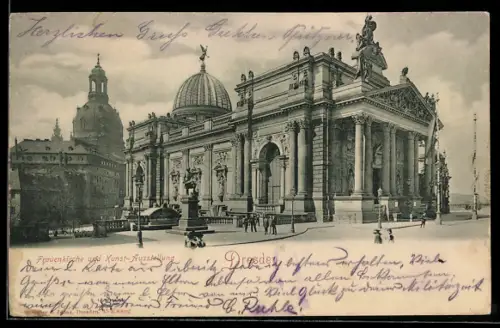 AK Dresden, Frauenkirche und Kunst-Ausstellung