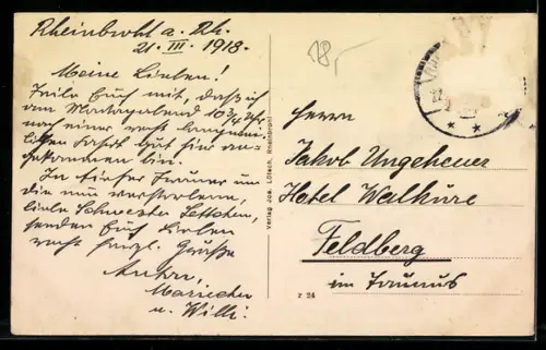 AK Rheinbrohl a. Rh., Rhein mit Insel Hammerstein