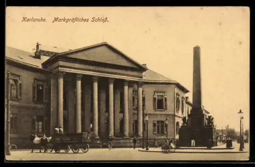 AK Karlsruhe, Markgräfliches Schloss, Obelisk