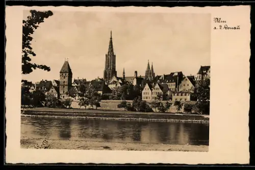AK Ulm a. d. Donau, Ortsansicht mit Münster von der Donau aus