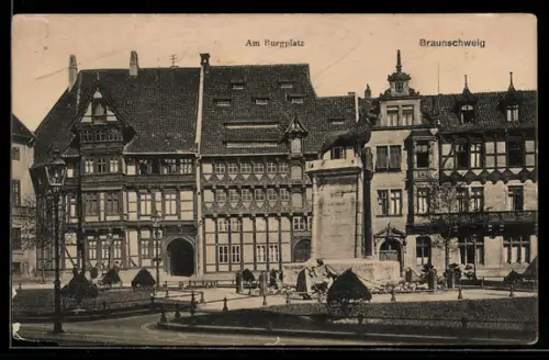 AK Braunschweig, Am Burgplatz, Panorama