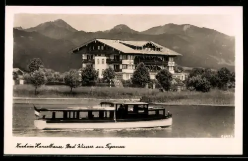 AK Bad Wiessee am Tegernsee, Kurheim Hanselbauer, Boot, Berge