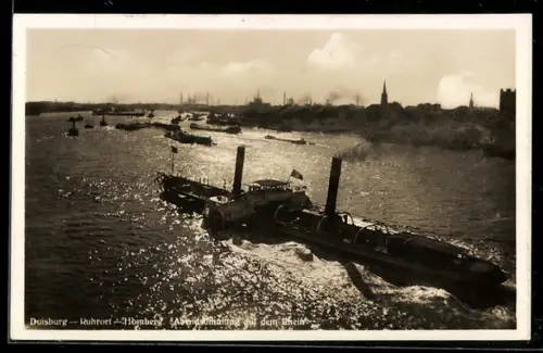 AK Duisburg-Ruhrort, Homberg, Abendschifffahrt auf dem Rhein