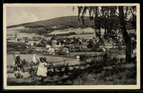 AK Grosspostwitz O. /L., Ortsansicht mit Umgebung