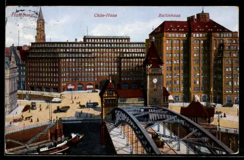 AK Hamburg-Kontorhausviertel, Chile-Haus, Ballinhaus, Brücke