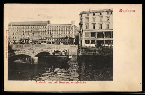 AK Hamburg, Alsterdamm mit Reesendammbrücke
