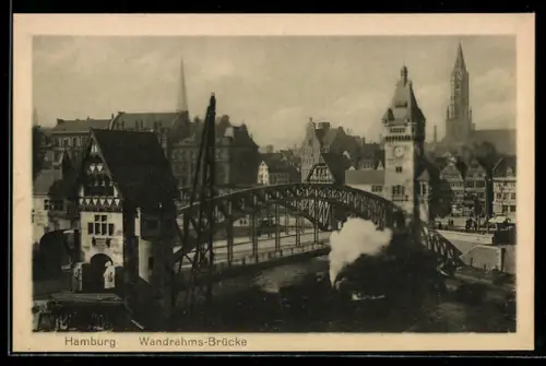 AK Hamburg, Wandrahms-Brücke aus der Vogelschau