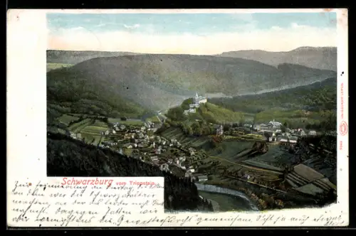 AK Schwarzburg, Blick von Trippstein auf Schloss und Ort