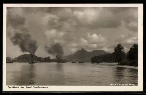 AK Grafenwerth, Der Rhein bei Insel Grafenwerth