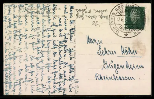 AK Grafenwerth, Der Rhein bei Insel Grafenwerth