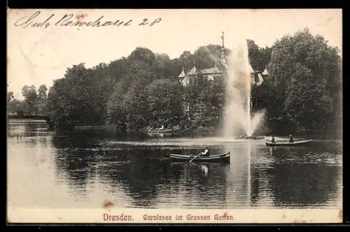 AK Dresden, Carolasee im Grossen Garten