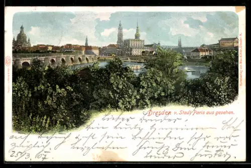 AK Dresden, Ortsansicht von der Stadt Paris aus gesehen