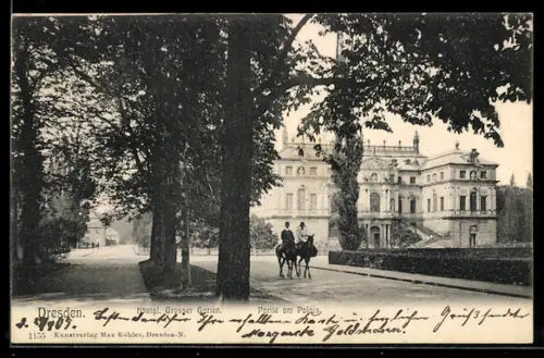 AK Dresden, Königl. Grosser Garten, Partie am Palais
