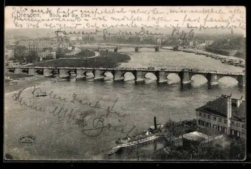 AK Dresden, Blick auf die Elbe