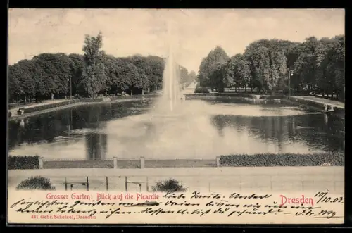 AK Dresden, Grosser Garten, Blick auf die Picardie