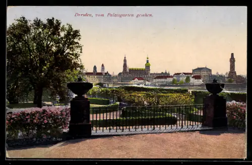 AK Dresden, Vom Palaisgarten gesehen