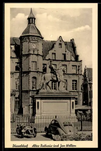 AK Düsseldorf, Altes Rathaus und Jan Wellem
